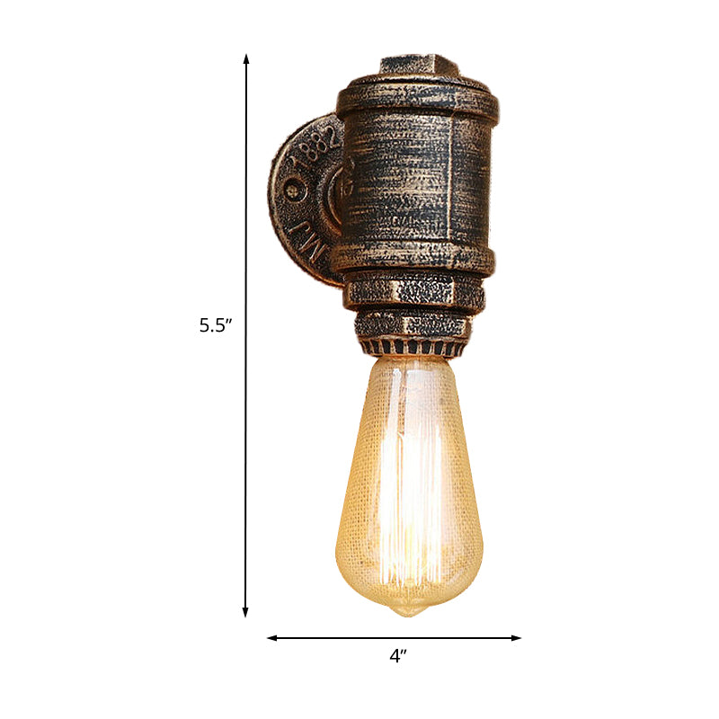 Aged Brass Pipe Wall Sconce Lamp Vintage Industrial Wrought Iron 1 Light Indoor Wall Lighting Clearhalo 'Art deco wall lights' 'Cast Iron' 'Glass' 'Industrial wall lights' 'Industrial' 'Middle century wall lights' 'Modern' 'Rustic wall lights' 'Tiffany' 'Traditional wall lights' 'Wall Lamps & Sconces' 'Wall Lights' Lighting' 768359