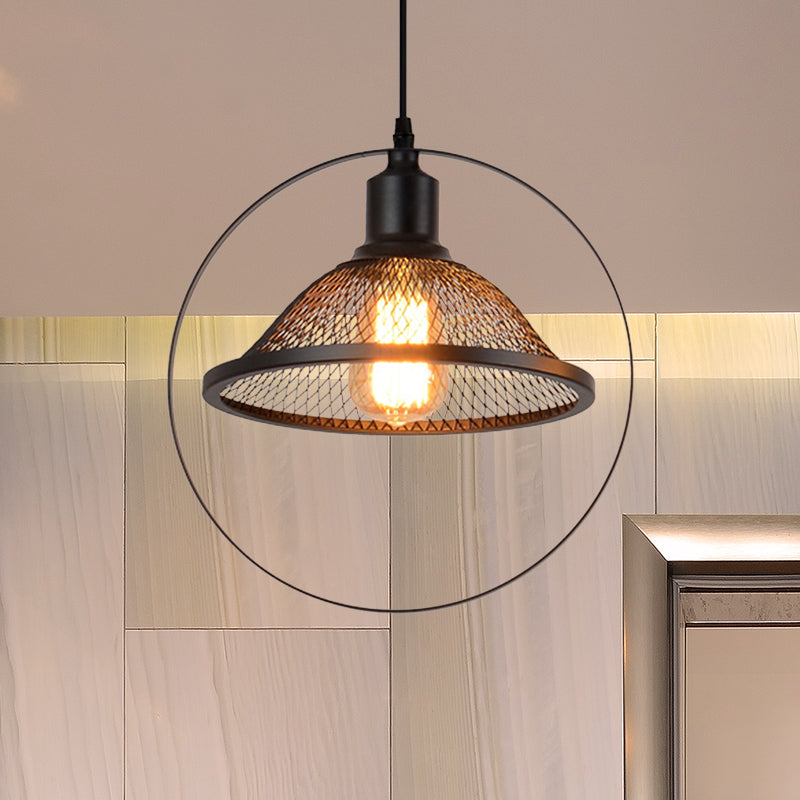 Bell/Dome Metal Hanging Light Industrial Single Light Living Room Pendant Light Fixture in Black Clearhalo 'Art Deco Pendants' 'Black' 'Cast Iron' 'Ceiling Lights' 'Ceramic' 'Crystal' 'Industrial Pendants' 'Industrial' 'Metal' 'Middle Century Pendants' 'Pendant Lights' 'Pendants' 'Rustic Pendants' 'Tiffany' Lighting' 768902
