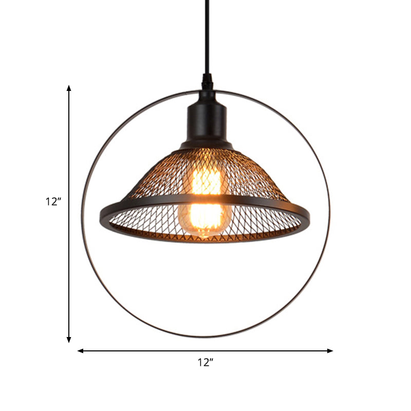 Bell/Dome Metal Hanging Light Industrial Single Light Living Room Pendant Light Fixture in Black Clearhalo 'Art Deco Pendants' 'Black' 'Cast Iron' 'Ceiling Lights' 'Ceramic' 'Crystal' 'Industrial Pendants' 'Industrial' 'Metal' 'Middle Century Pendants' 'Pendant Lights' 'Pendants' 'Rustic Pendants' 'Tiffany' Lighting' 768904