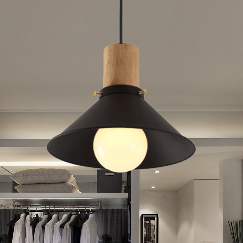Black Cone/Saucer Shade Ceiling Pendant Contemporary Metallic 1 Head Living Room Pendant Lamp Black Cone Clearhalo 'Art Deco Pendants' 'Black' 'Cast Iron' 'Ceiling Lights' 'Ceramic' 'Crystal' 'Industrial Pendants' 'Industrial' 'Metal' 'Middle Century Pendants' 'Pendant Lights' 'Pendants' 'Rustic Pendants' 'Tiffany' Lighting' 768925