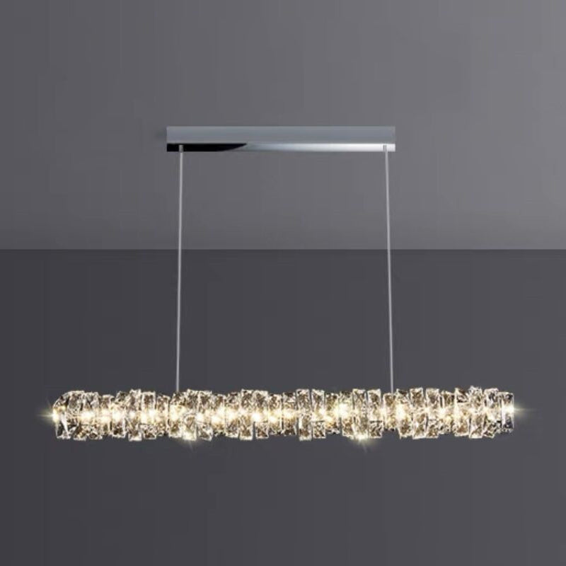 1 Light Linear Island Lighting Contemporary Crystal for Dining Room