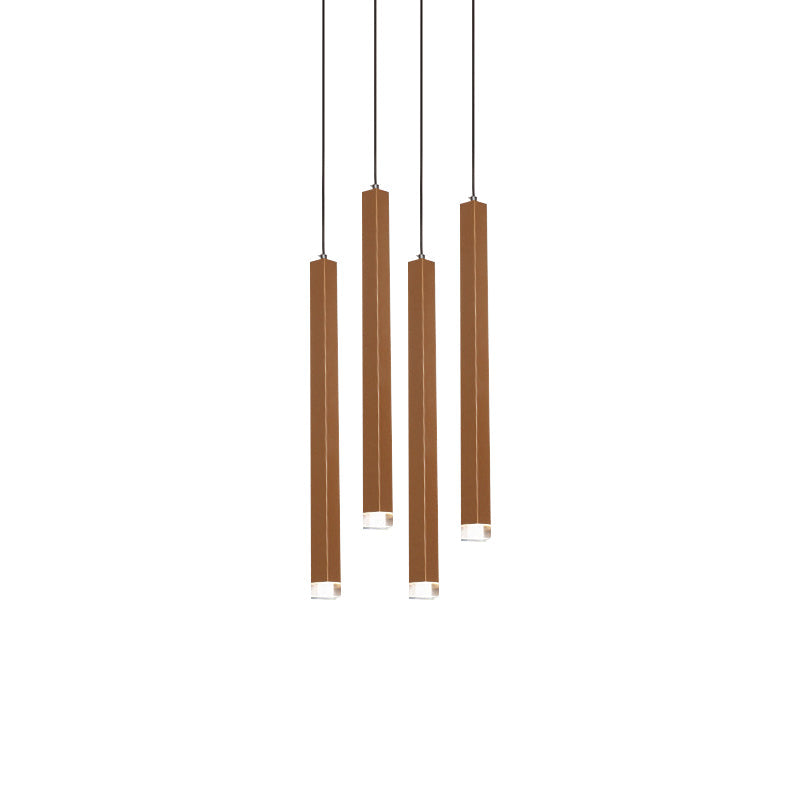 Gold Slim Cuboid Metal Suspension Light Simple Style 1/4/5 Light Bar Hanging Pendant Light in Warm/White Clearhalo 'Ceiling Lights' 'Modern Pendants' 'Modern' 'Pendant Lights' 'Pendants' Lighting' 769361