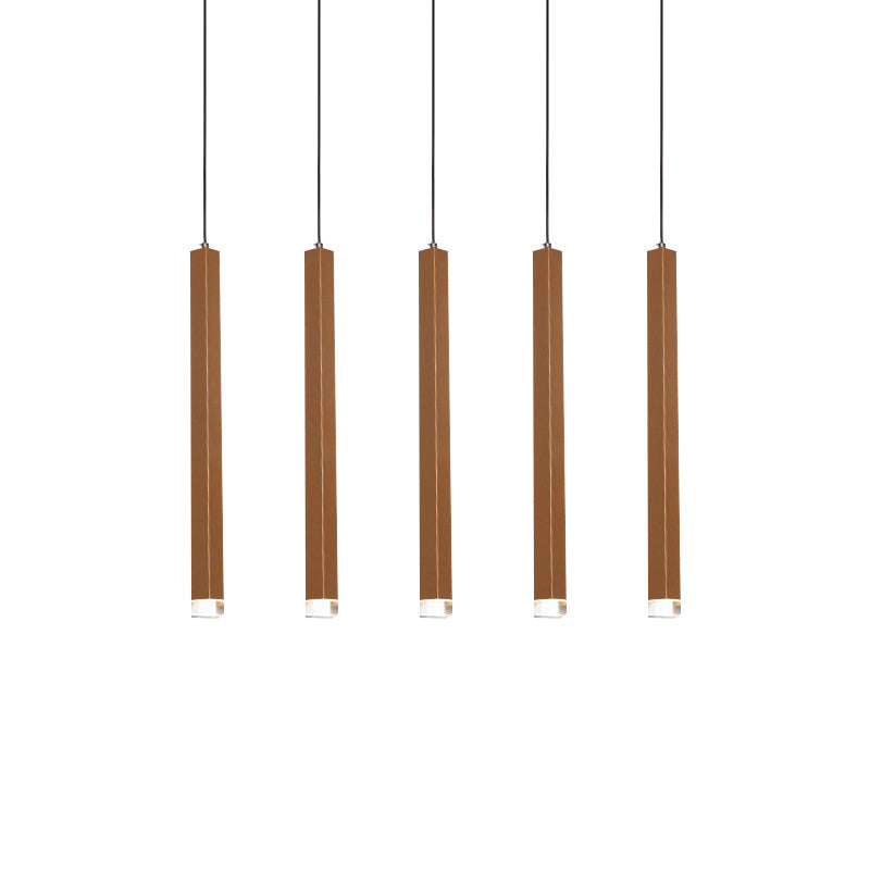 Gold Slim Cuboid Metal Suspension Light Simple Style 1/4/5 Light Bar Hanging Pendant Light in Warm/White Clearhalo 'Ceiling Lights' 'Modern Pendants' 'Modern' 'Pendant Lights' 'Pendants' Lighting' 769366