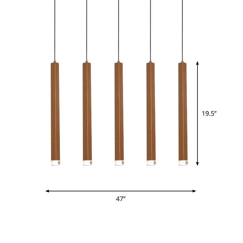 Gold Slim Cuboid Metal Suspension Light Simple Style 1/4/5 Light Bar Hanging Pendant Light in Warm/White Clearhalo 'Ceiling Lights' 'Modern Pendants' 'Modern' 'Pendant Lights' 'Pendants' Lighting' 769367
