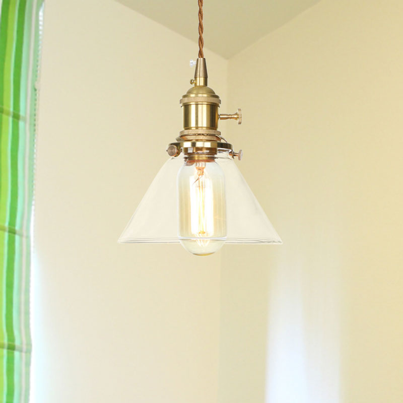 Height Adjustable Cone Pendant Lighting Clear Glass 1 Lights Hanging Light for Kitchen Clearhalo 'Ceiling Lights' 'Glass shade' 'Glass' 'Industrial Pendants' 'Industrial' 'Middle Century Pendants' 'Pendant Lights' 'Pendants' 'Tiffany' Lighting' 769632