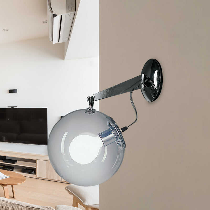 Clear Glass Bubble Wall Sconce Light Post Modern 1 Light Chrome Wall Mount Lighting, 10"/12" Wide Clearhalo 'Cast Iron' 'Glass' 'Industrial' 'Modern wall lights' 'Modern' 'Tiffany' 'Traditional wall lights' 'Wall Lamps & Sconces' 'Wall Lights' Lighting' 769879