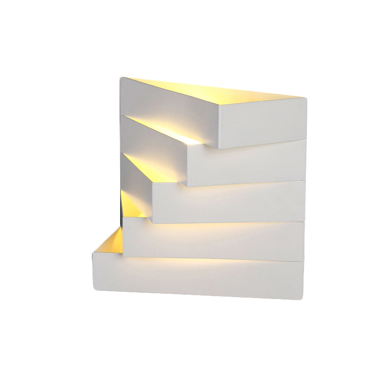 1 Light Living Room Wall Mounted Lighting with Stair Shaped Plaster Shade Wall Washer Lamp in White Clearhalo 'Cast Iron' 'Glass' 'Industrial' 'Modern wall lights' 'Modern' 'Tiffany' 'Traditional wall lights' 'Wall Lamps & Sconces' 'Wall Lights' Lighting' 770068