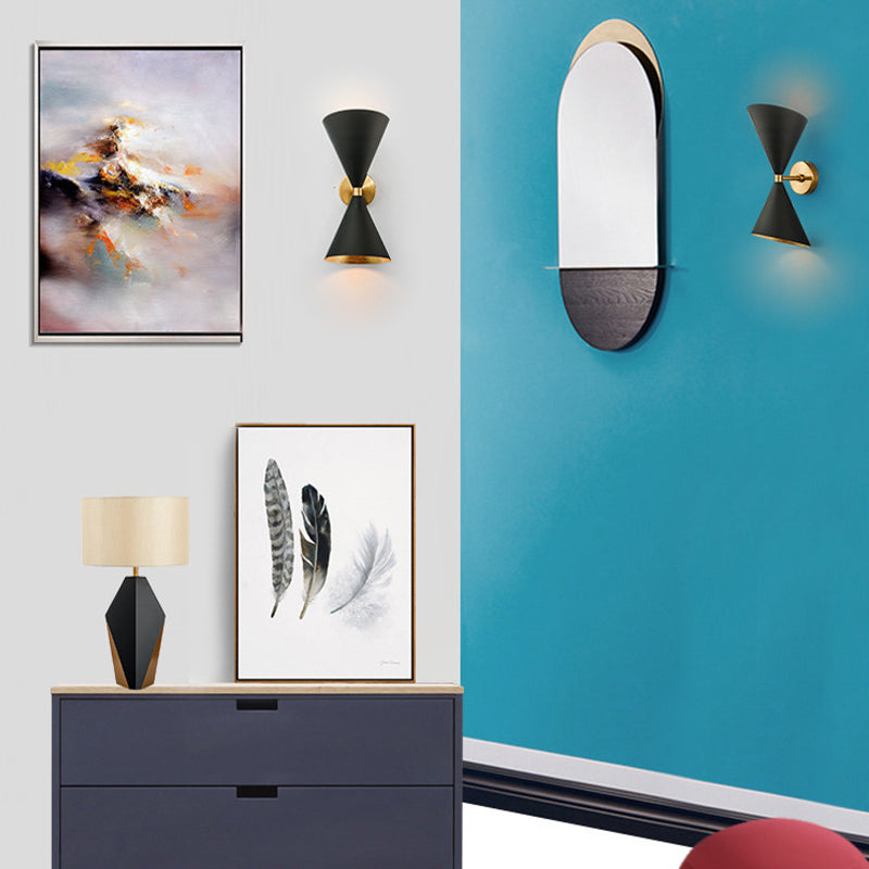 2-Light Contemporary Black Unique Shape Metal Bathroom Vanity Light