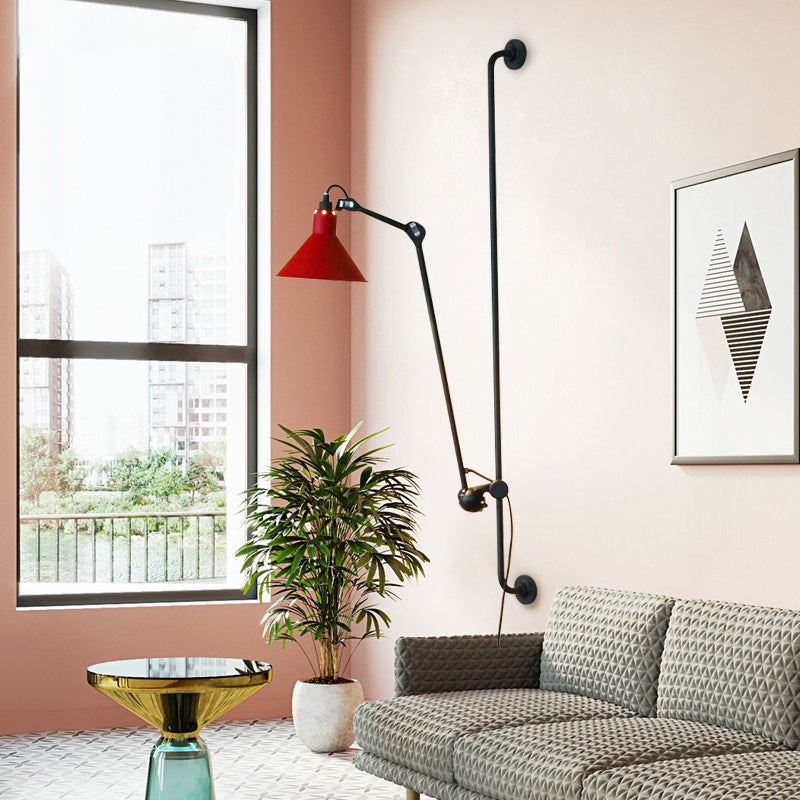 Contemporary 1 Head Sconce Lighting with Metallic Shade Red/Yellow Conical Wall Mount Lamp for Bedside Red Clearhalo 'Cast Iron' 'Glass' 'Industrial' 'Modern wall lights' 'Modern' 'Tiffany' 'Traditional wall lights' 'Wall Lamps & Sconces' 'Wall Lights' Lighting' 770682