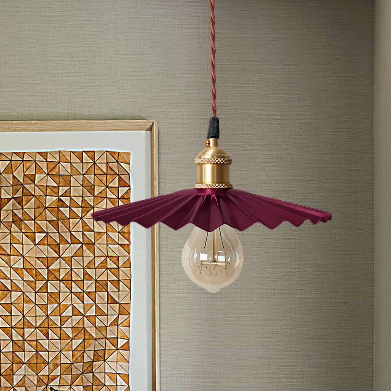 1 Head Scalloped Hanging Ceiling Light Modern Stylish Black/Red Metallic Pendant Light for Bedside Clearhalo 'Ceiling Lights' 'Modern Pendants' 'Modern' 'Pendant Lights' 'Pendants' Lighting' 770842
