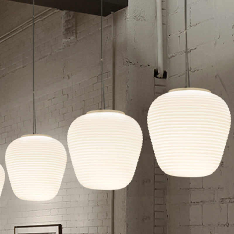 Cocoon Pendant Ceiling Light Post Modern Ribbed Glass 1 Light White Hanging Light Clearhalo 'Ceiling Lights' 'Glass shade' 'Glass' 'Modern Pendants' 'Modern' 'Pendant Lights' 'Pendants' Lighting' 771106