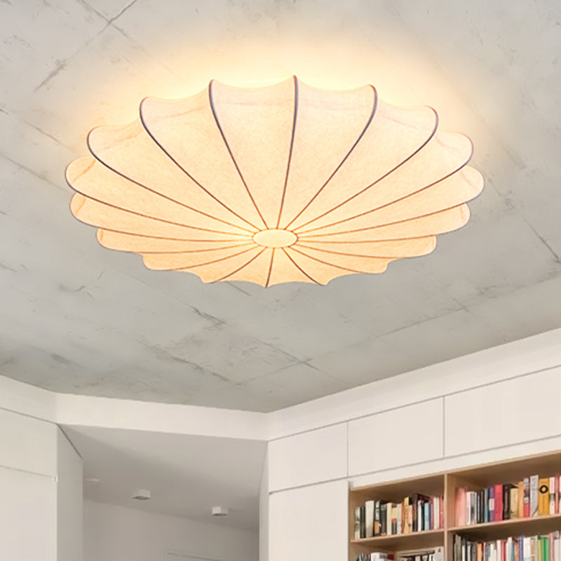 16"/23.5"W Scalloped Flush Mount Light Contemporary Fabric 1/3 Light White Flush Ceiling Light White Clearhalo 'Ceiling Lights' 'Close To Ceiling Lights' 'Close to ceiling' 'Flush mount' Lighting' 771111