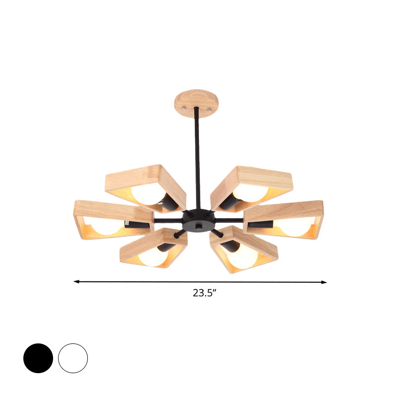 Rotatable Modern Trapezoid Chandelier Wooden Multi-Head Pendant Light for Dining Room Clearhalo 'Carpenter Chandeliers' 'Ceiling Lights' 'Chandeliers' 'Industrial' 'Modern Chandeliers' 'Modern' Lighting' 771602_66693232-abb8-4a78-8000-d4bd70aa31f0