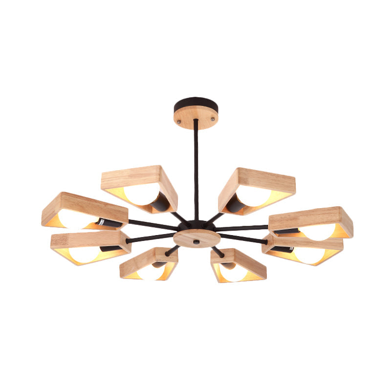 Rotatable Modern Trapezoid Chandelier Wooden Multi-Head Pendant Light for Dining Room Clearhalo 'Carpenter Chandeliers' 'Ceiling Lights' 'Chandeliers' 'Industrial' 'Modern Chandeliers' 'Modern' Lighting' 771608_0d98623d-7f1e-4e07-967d-db42a468012d