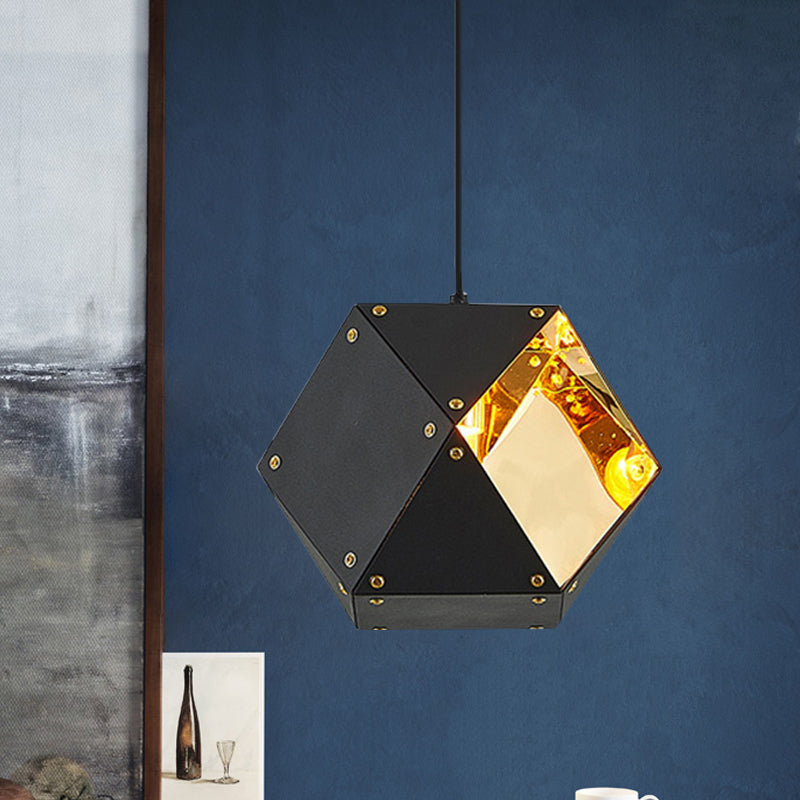 8/12 Heads Multifaceted Metal Chandelier Light Modern Black/White Dining Room Pendant Light Fixture 1 Black Clearhalo 'Ceiling Lights' 'Chandeliers' 'Modern Chandeliers' 'Modern' Lighting' 771848
