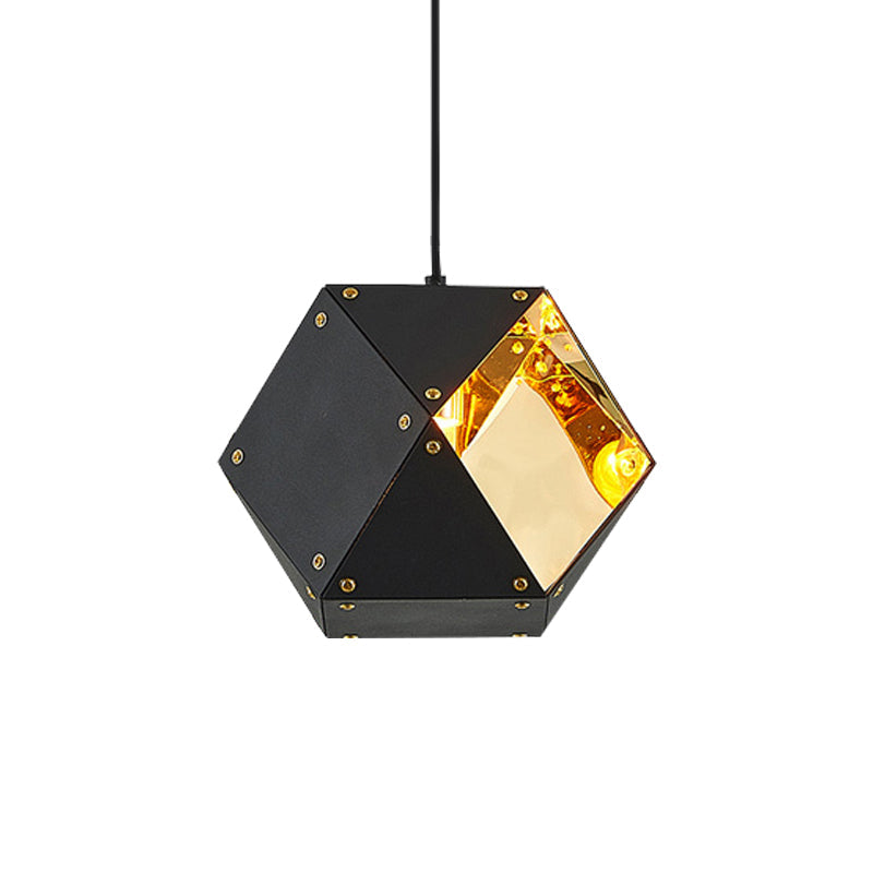 8/12 Heads Multifaceted Metal Chandelier Light Modern Black/White Dining Room Pendant Light Fixture Clearhalo 'Ceiling Lights' 'Chandeliers' 'Modern Chandeliers' 'Modern' Lighting' 771850