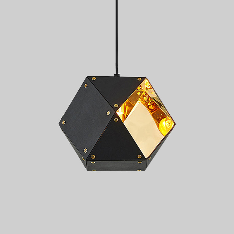 8/12 Heads Multifaceted Metal Chandelier Light Modern Black/White Dining Room Pendant Light Fixture Clearhalo 'Ceiling Lights' 'Chandeliers' 'Modern Chandeliers' 'Modern' Lighting' 771851