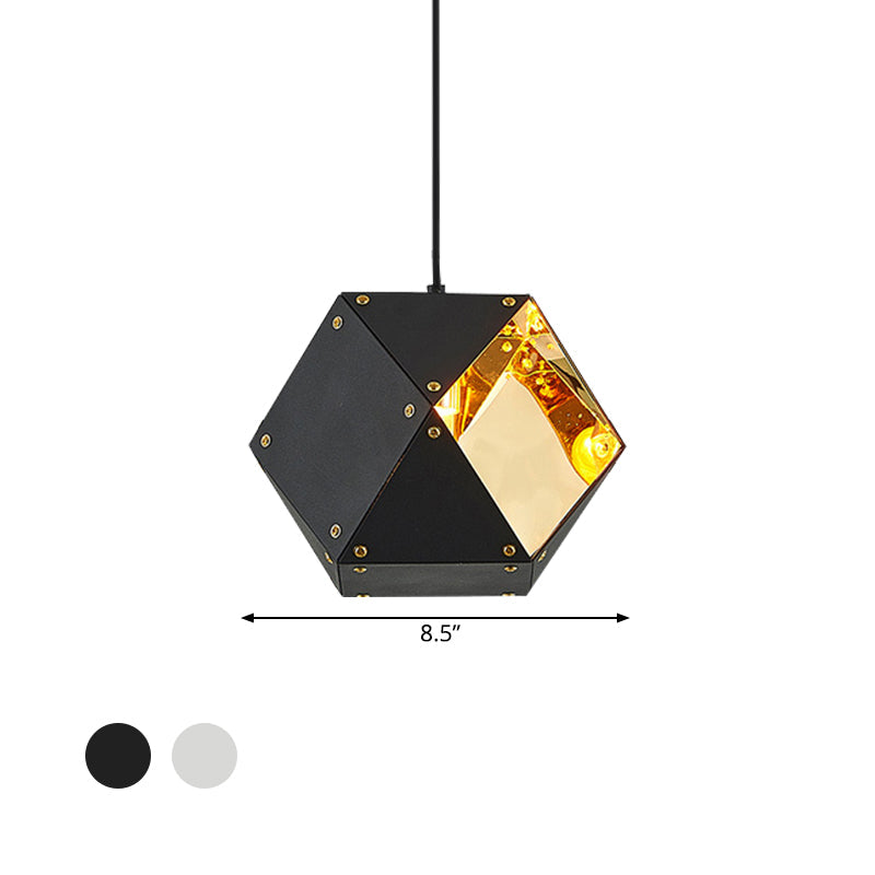 8/12 Heads Multifaceted Metal Chandelier Light Modern Black/White Dining Room Pendant Light Fixture Clearhalo 'Ceiling Lights' 'Chandeliers' 'Modern Chandeliers' 'Modern' Lighting' 771852