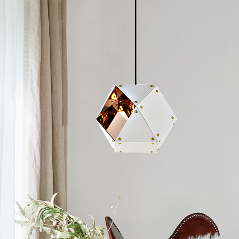8/12 Heads Multifaceted Metal Chandelier Light Modern Black/White Dining Room Pendant Light Fixture Clearhalo 'Ceiling Lights' 'Chandeliers' 'Modern Chandeliers' 'Modern' Lighting' 771854
