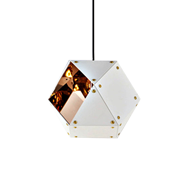 8/12 Heads Multifaceted Metal Chandelier Light Modern Black/White Dining Room Pendant Light Fixture Clearhalo 'Ceiling Lights' 'Chandeliers' 'Modern Chandeliers' 'Modern' Lighting' 771855