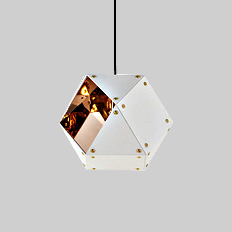 8/12 Heads Multifaceted Metal Chandelier Light Modern Black/White Dining Room Pendant Light Fixture Clearhalo 'Ceiling Lights' 'Chandeliers' 'Modern Chandeliers' 'Modern' Lighting' 771856