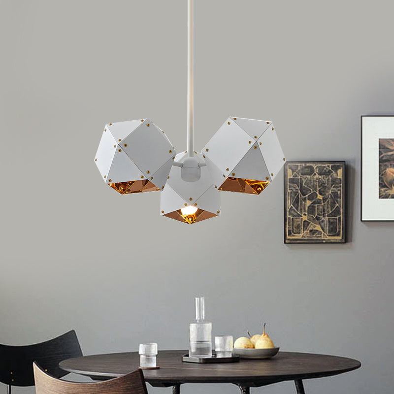 8/12 Heads Multifaceted Metal Chandelier Light Modern Black/White Dining Room Pendant Light Fixture Clearhalo 'Ceiling Lights' 'Chandeliers' 'Modern Chandeliers' 'Modern' Lighting' 771864