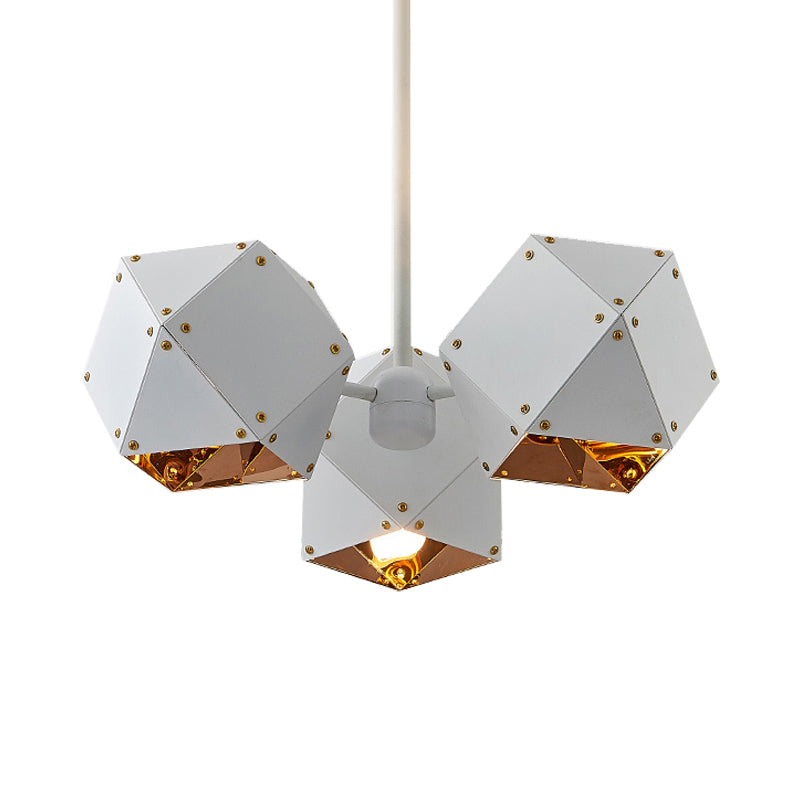 8/12 Heads Multifaceted Metal Chandelier Light Modern Black/White Dining Room Pendant Light Fixture Clearhalo 'Ceiling Lights' 'Chandeliers' 'Modern Chandeliers' 'Modern' Lighting' 771865