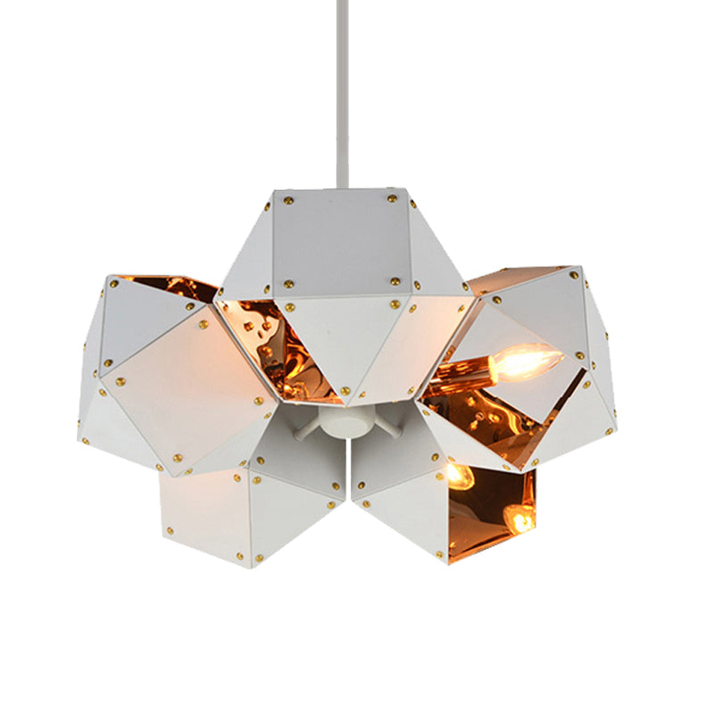 8/12 Heads Multifaceted Metal Chandelier Light Modern Black/White Dining Room Pendant Light Fixture Clearhalo 'Ceiling Lights' 'Chandeliers' 'Modern Chandeliers' 'Modern' Lighting' 771874