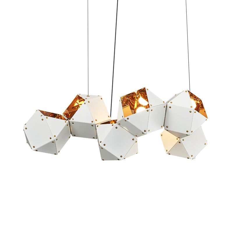 8/12 Heads Multifaceted Metal Chandelier Light Modern Black/White Dining Room Pendant Light Fixture Clearhalo 'Ceiling Lights' 'Chandeliers' 'Modern Chandeliers' 'Modern' Lighting' 771882