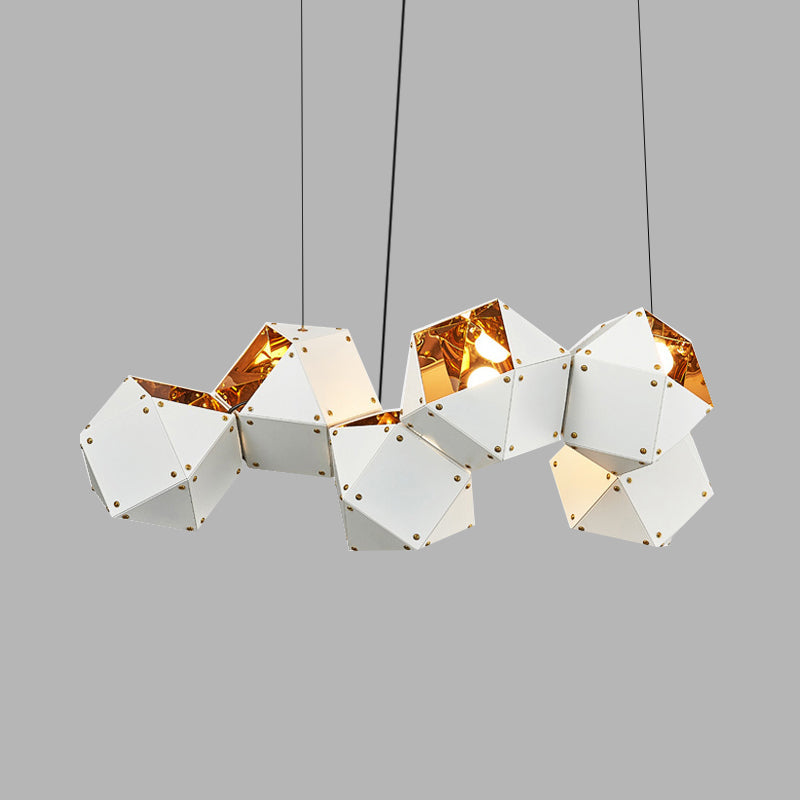 8/12 Heads Multifaceted Metal Chandelier Light Modern Black/White Dining Room Pendant Light Fixture Clearhalo 'Ceiling Lights' 'Chandeliers' 'Modern Chandeliers' 'Modern' Lighting' 771883