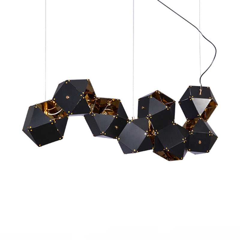 8/12 Heads Multifaceted Metal Chandelier Light Modern Black/White Dining Room Pendant Light Fixture Clearhalo 'Ceiling Lights' 'Chandeliers' 'Modern Chandeliers' 'Modern' Lighting' 771887