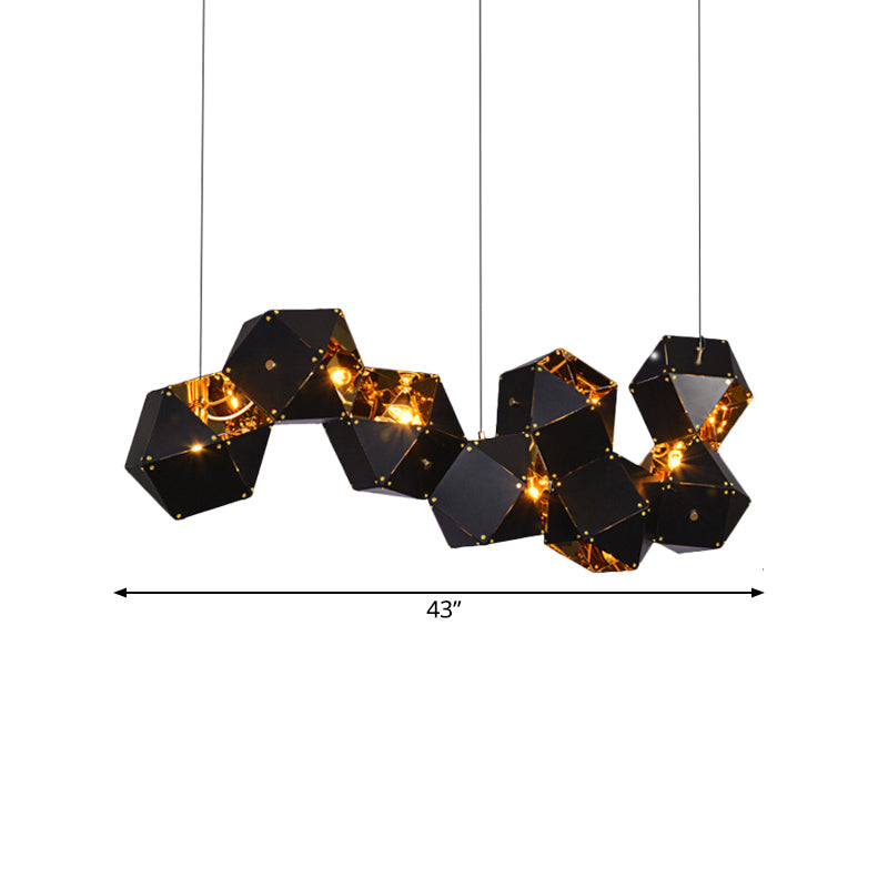 8/12 Heads Multifaceted Metal Chandelier Light Modern Black/White Dining Room Pendant Light Fixture Clearhalo 'Ceiling Lights' 'Chandeliers' 'Modern Chandeliers' 'Modern' Lighting' 771888