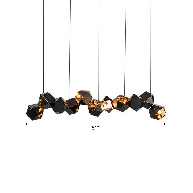 8/12 Heads Multifaceted Metal Chandelier Light Modern Black/White Dining Room Pendant Light Fixture Clearhalo 'Ceiling Lights' 'Chandeliers' 'Modern Chandeliers' 'Modern' Lighting' 771902