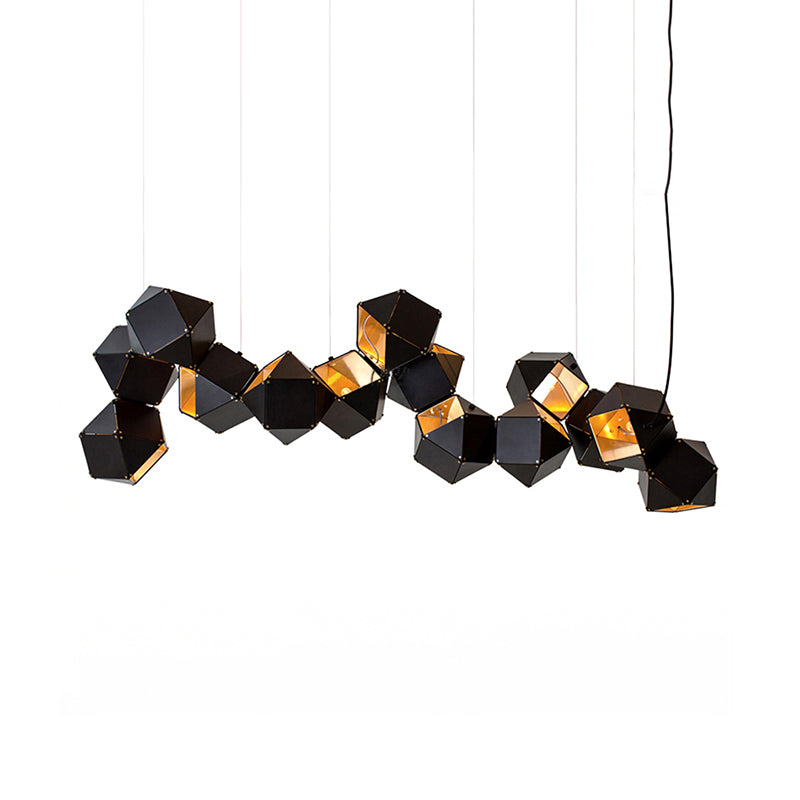 8/12 Heads Multifaceted Metal Chandelier Light Modern Black/White Dining Room Pendant Light Fixture Clearhalo 'Ceiling Lights' 'Chandeliers' 'Modern Chandeliers' 'Modern' Lighting' 771905