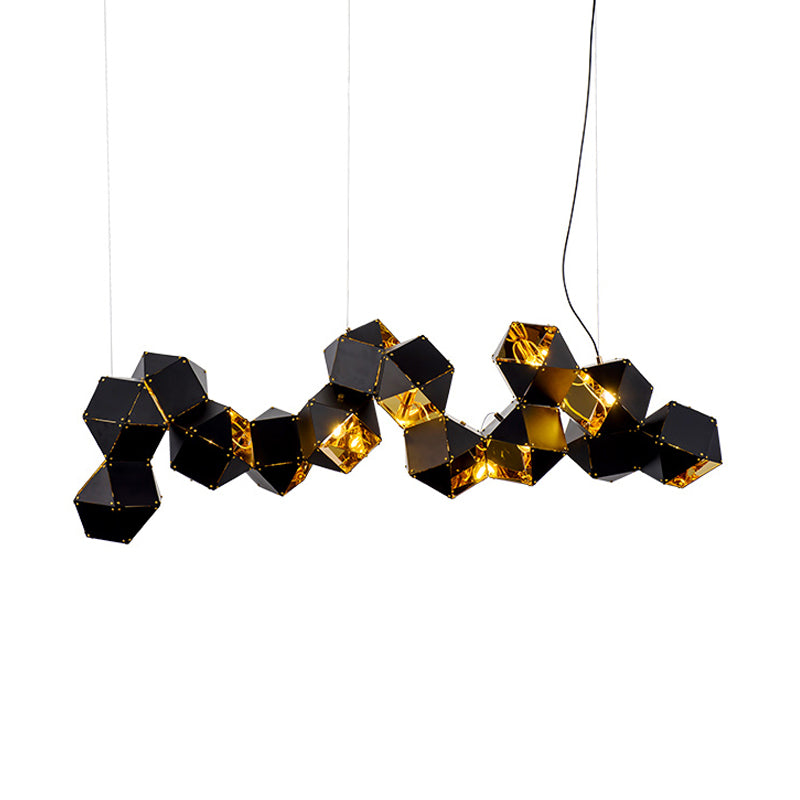 8/12 Heads Multifaceted Metal Chandelier Light Modern Black/White Dining Room Pendant Light Fixture Clearhalo 'Ceiling Lights' 'Chandeliers' 'Modern Chandeliers' 'Modern' Lighting' 771906