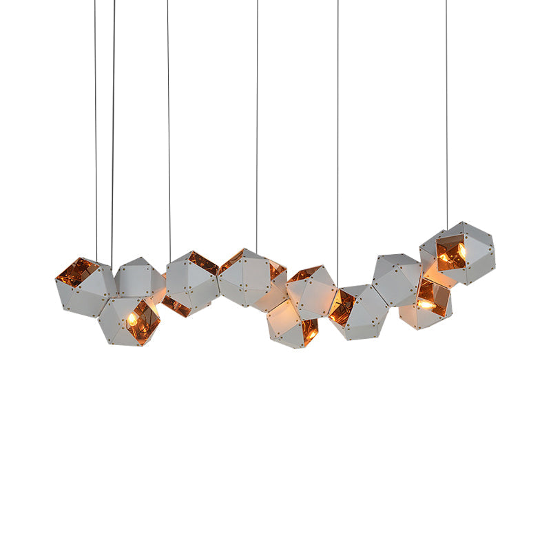 8/12 Heads Multifaceted Metal Chandelier Light Modern Black/White Dining Room Pendant Light Fixture Clearhalo 'Ceiling Lights' 'Chandeliers' 'Modern Chandeliers' 'Modern' Lighting' 771909