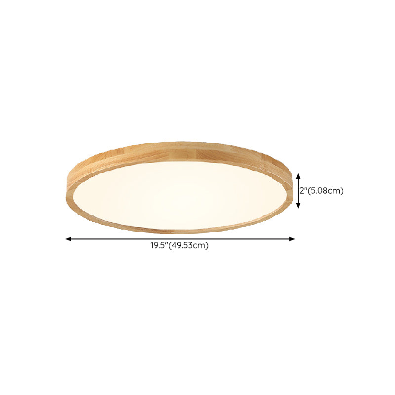 Contemporary LED Ceiling Light Geometric Wooden Flush Mount Light Fixture for Bedroom
