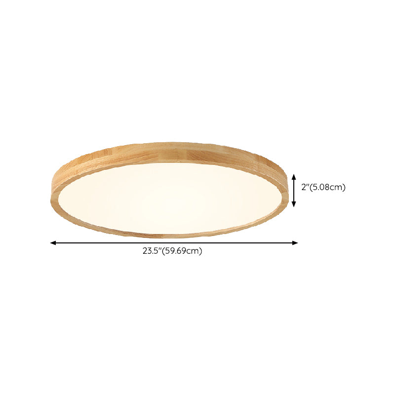 Contemporary LED Ceiling Light Geometric Wooden Flush Mount Light Fixture for Bedroom