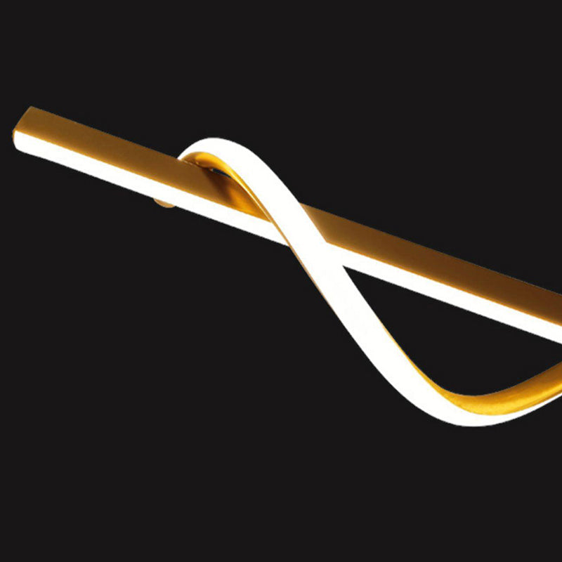 2-Light Modern Style Golden/Black LED Statement Linear Kitchen Island Light