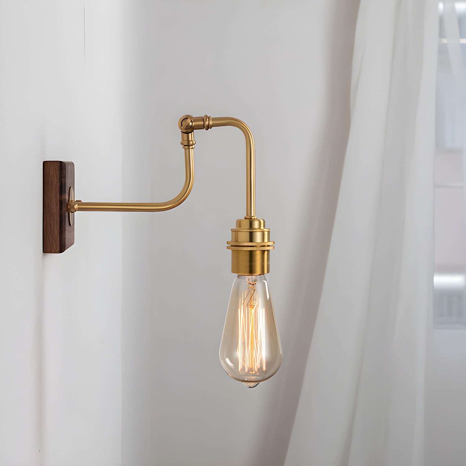 Modern Square Shape Vanity Light with Wood Base for Powder Room Washroom
