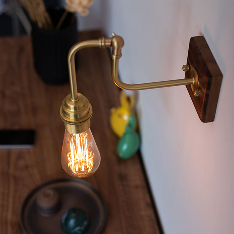 Modern Square Shape Vanity Light with Wood Base for Powder Room Washroom
