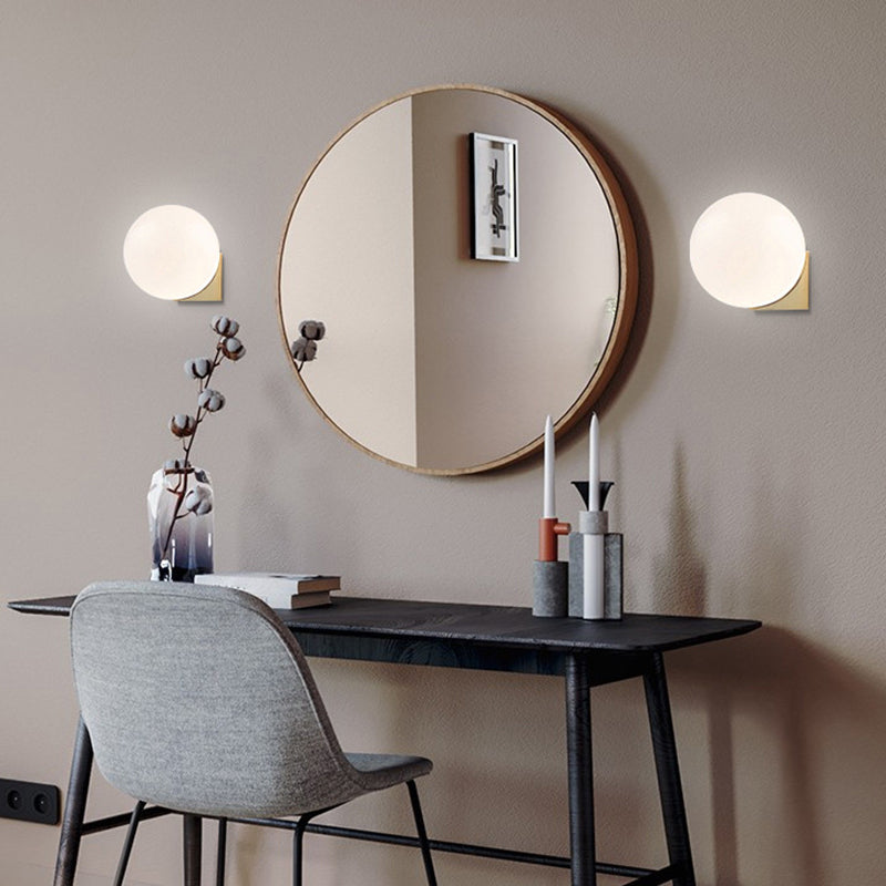 1-Light Bathroom Wall Light Fixture Modern Glass Wall Light Fixtures