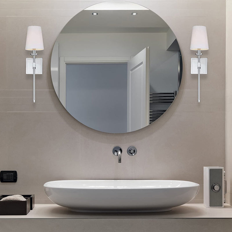 Modern Iron Vanity Light Cylinder Shape with Fabric Shade for Shower Room