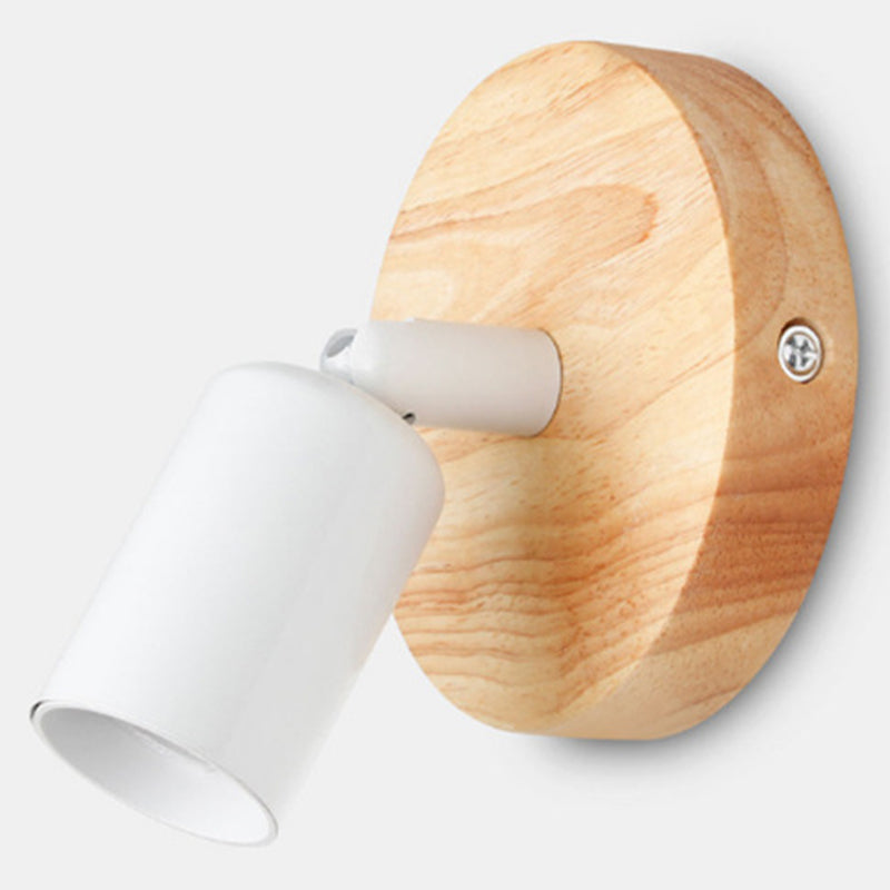 Modern Simple Wooden Vanity Light Circle Shape 1-Light for Shower Room