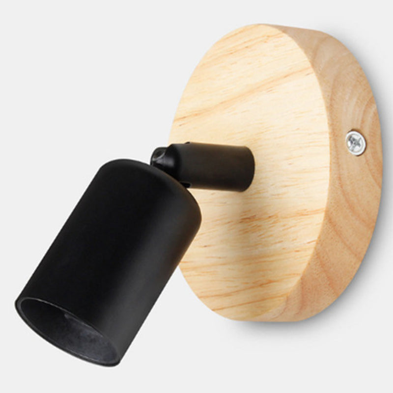 Modern Simple Wooden Vanity Light Circle Shape 1-Light for Shower Room