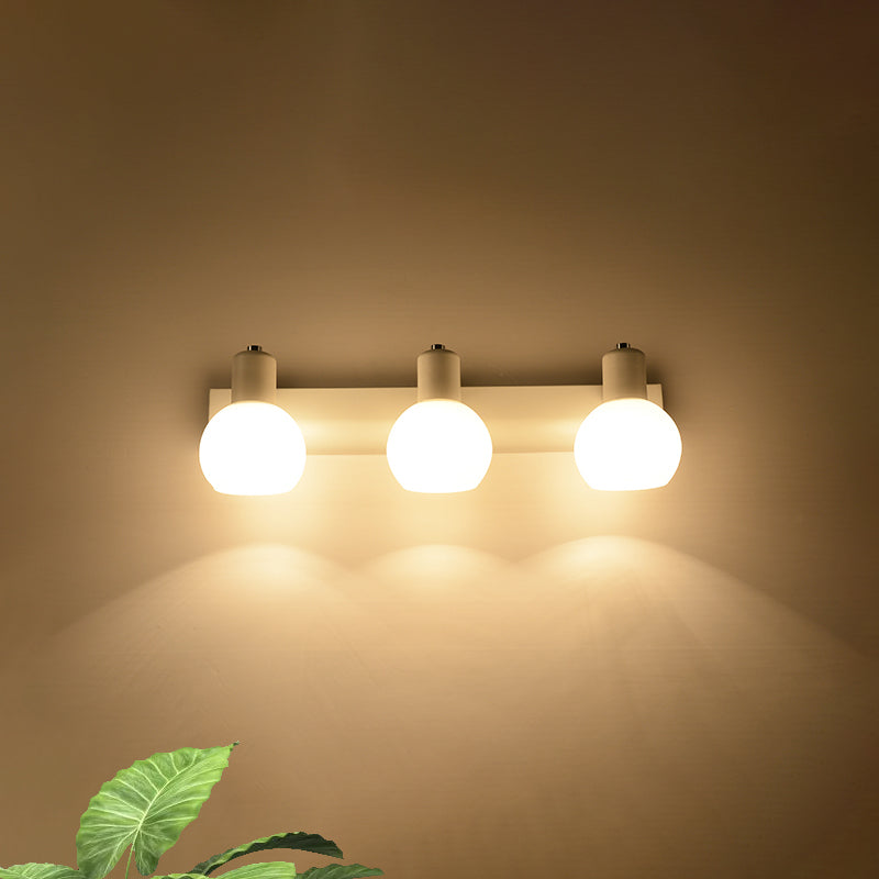 Multi Globe Opal Glass Wall Hanging Light Modern 3-Bulb Bathroom Sconce Lamp in Black/White Clearhalo 'Cast Iron' 'Glass' 'Industrial' 'Modern wall lights' 'Modern' 'Tiffany' 'Traditional wall lights' 'Wall Lamps & Sconces' 'Wall Lights' Lighting' 773120