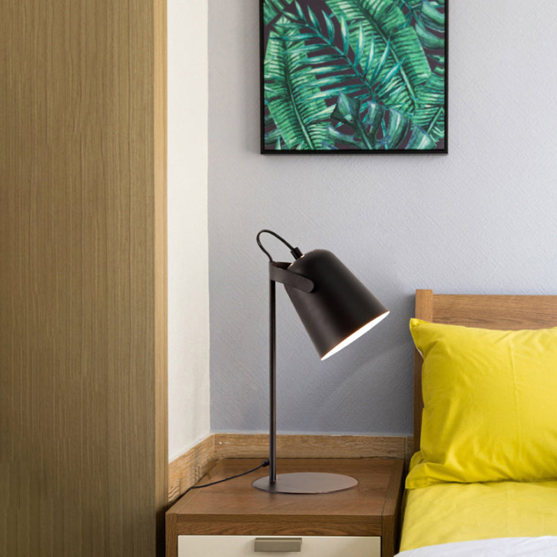 Macoron Style Tapered Desk Lighting 1 Light Metallic Rotatable Reading Light in Black/White for Bedroom Clearhalo 'Desk Lamps' 'Lamps' Lighting' 773178