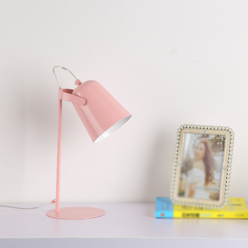 Macoron Style Tapered Desk Lighting 1 Light Metallic Rotatable Reading Light in Black/White for Bedroom Clearhalo 'Desk Lamps' 'Lamps' Lighting' 773186