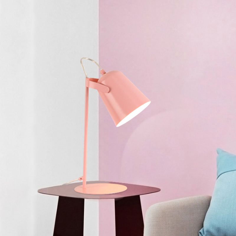 Macoron Style Tapered Desk Lighting 1 Light Metallic Rotatable Reading Light in Black/White for Bedroom Clearhalo 'Desk Lamps' 'Lamps' Lighting' 773187