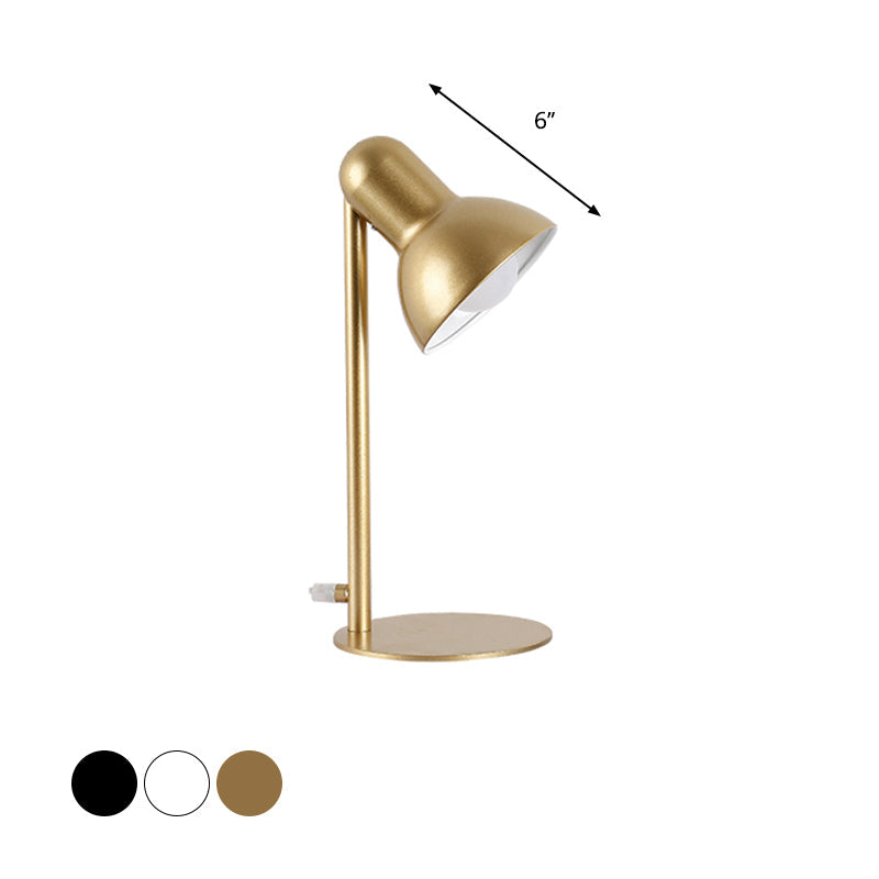 Black/White Dome Shade Desk Lamp Loft Stylish Metal 1 Bulb Bedside Mini Standing Desk Lighting Clearhalo 'Desk Lamps' 'Lamps' Lighting' 773205